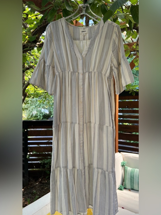 Pact Organic Dresses & Skirts - Pact Blue Stripe Midi Dress